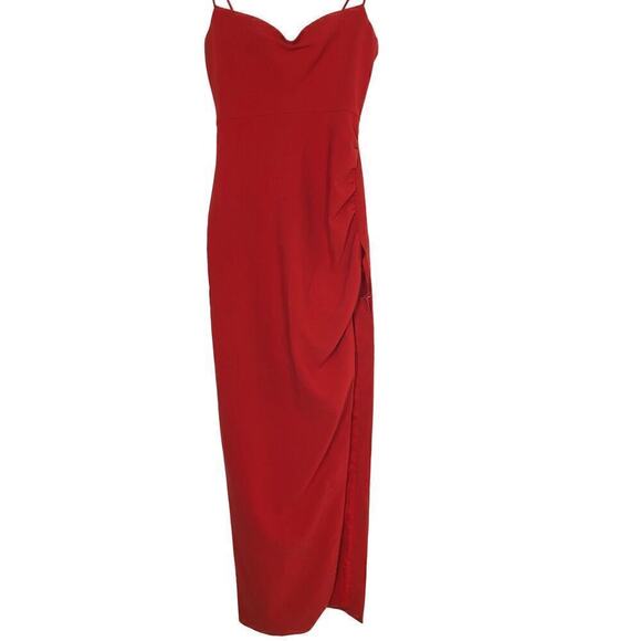 Likely Celinda Dress Sleeveless Cowl Neck Ruched Column Evening Maxi Gown Red 4 - Picture 6 of 16
